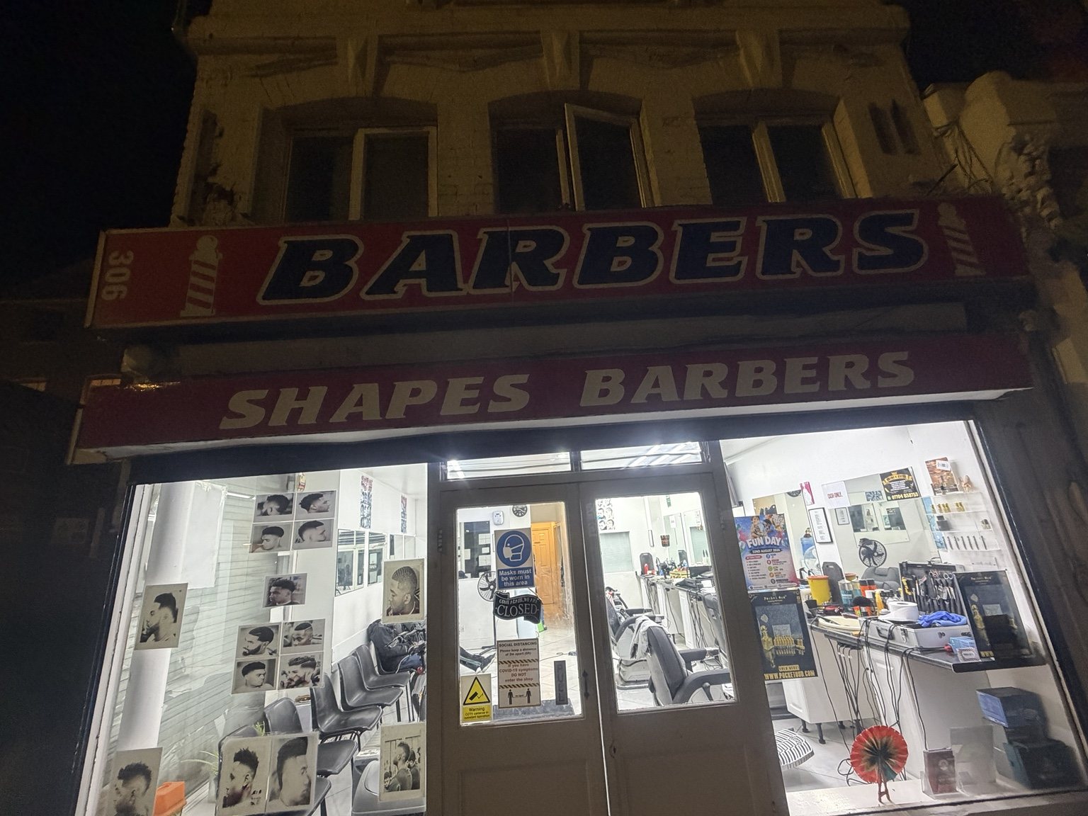Shapes Barbers shopfront at 306 Brixton Road